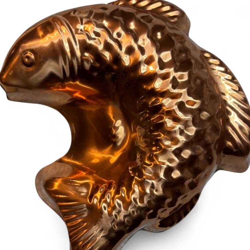 Vintage Copper Fish Mold Wall Hanging Jello Cake Pan Cottagecore Decor
